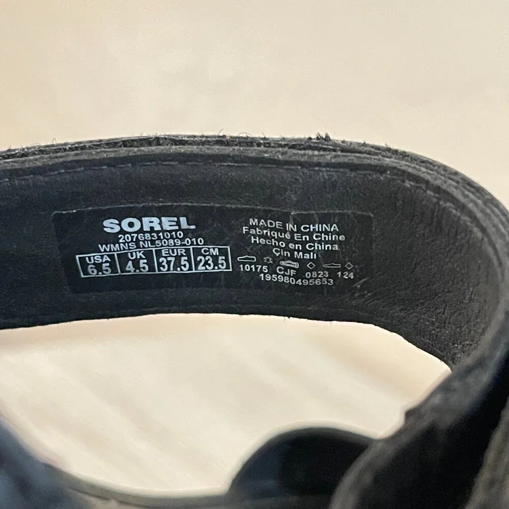 NEW Sorel Joanie IV Black Platform Wedge Sandals